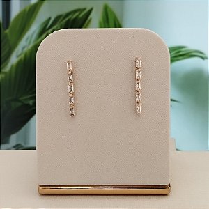 Brinco Longuinho Cravejado - Semijoia 18k - 30 mm - MB711-645