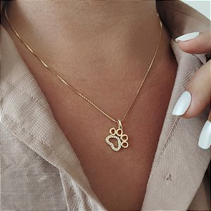 Gargantilha Patinha Cravejada - Semijoia 18k - 50cm - MC700-14100