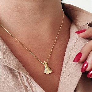 Gargantilha Nossa Senhora Cravejada - Semijoia 18k - 50 cm