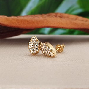 Brinco Gota Cravejado - Semijoia 18k - 10 mm - MB788-650