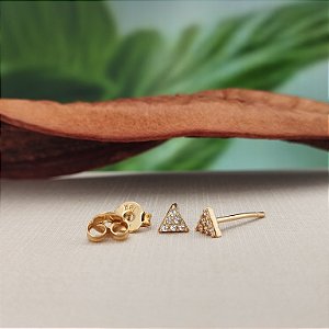 Brinco Triângulo Cravejado - Semijoia 18k - MB822-434