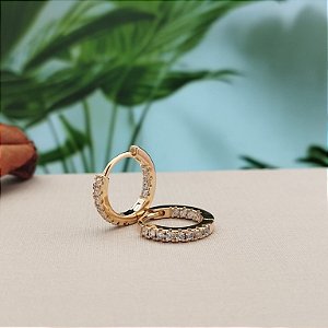 Argola Cravejada 13 mm - Semijoia 18k - MB872-1286