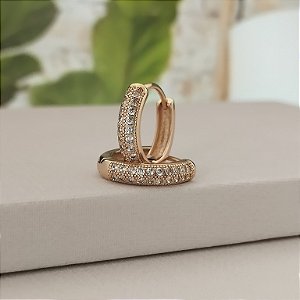 Argola Cravejada 14 mm - Semijoia 18k - MB749-1182