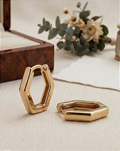 Argola Lisa Geométrica 14 mm - Semijoia 18k - MB800-696