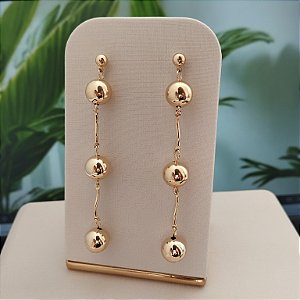 Brinco Pêndulo C/ Bolas - Semijoia 18k - MB136-21126
