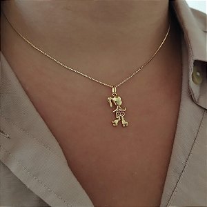 Gargantilha Menina Cravejada Zircônia Rosa - Semijoia 18k - MC803-15220