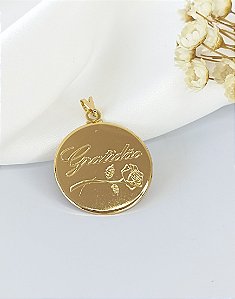 Pingente Medalha Gratidão - Semijoia 18k - MPI247-772