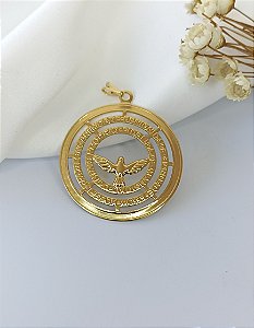 Pingente Medalha Espírito Santo Vazada - Semijoia 18k - MPI249-778