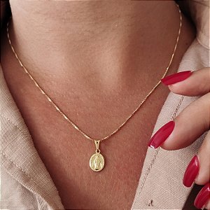 Gargantilha N.S das Graças - Semijoia 18k - MC829-10100