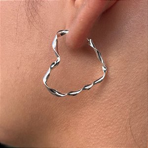 Argolas Coração Fio Torcido 24 mm Prata 925 - MB903-958