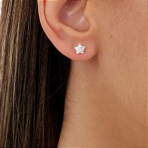 Brinco Estrela Zircônia - Prata 925- 6 mm - MB924-428