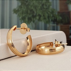 Argola 22 mm C/ Frisos - Semijoia 18k - BR63-03120