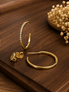 Argola Cravejada 31mm - Semijoia 18k - BR176-08180
