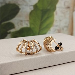 Argola Cravejada Vazada 12 mm - Semijoia 18k - BR288-0990