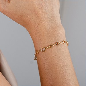 Pulseira Corações - Semijoia 18k - MP497-08140