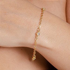 Pulseira Elo Português C/ Ponto de Luz - Semijoia 18k - MP514-06138