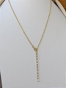 Gargantilha Elo Cartier C/ Zircônias - Semijoia 18k - 45 cm - MC962-998