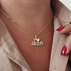 Gargantilha I Love Jesus - Semijoia 18k - MC967-15148