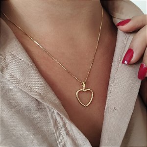 Gargantilha Coração Vazado - Semijoia 18k - MG25-07140