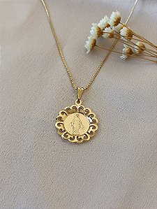 Gargantilha Nossa Senhora das Graças Semijoia 18k - MG53-770