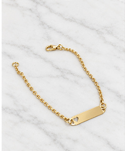 Pulseira Infantil Plaquinha c/Coração Vazado - Semijoia 18k - MP538-03120