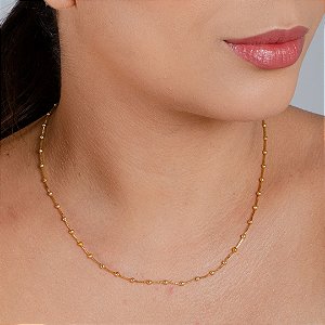 Gargantilha Bolinhas 45 cm - Semijoia 18k - MG60-18160