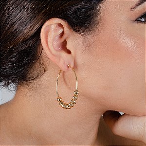 Argola C/Bolinhas - 46mm - Semijoia 18k - BR301-04220