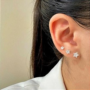 Trio Estrela Zircônia - Semijoia 18k - BR312-0790