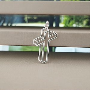 Pingente Cruz 3D Vazada - Prata 925 - MPI355-1282