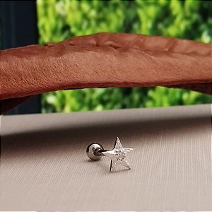 Piercing Tragus Estela Com Zircônia - Prata 925 - BR409-X56