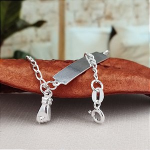 Pulseira Infantil Plaquinha Com Figa - Prata 925 - MP682-18110