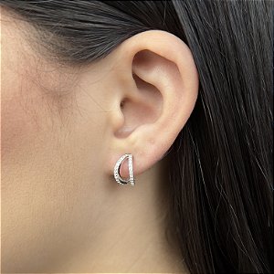 Argola Vazada Com Zircônias - Prata 925 - BR565-22132
