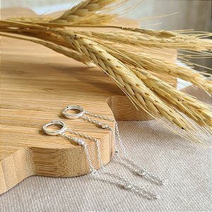 Argola Com Correntinha e Zircônias - Prata 925 - BR682-40240