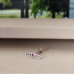 Piercing Tragus Com Zircônias Multicor (Unidade) - Prata 925 - BR696-956