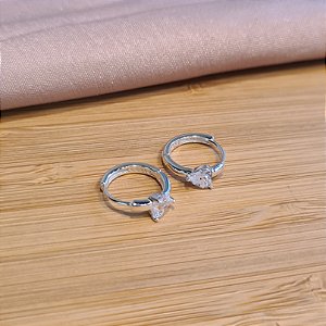 Argola Lisa Com Coração Zircônia - Prata 925 - BR729-1390