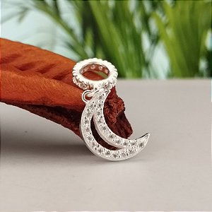 Berloque Lua Cravejada - Prata 925 - MBL231-1166