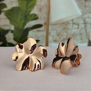 Brinco Flor Chapa - Semijoia 18k - BR845-18130