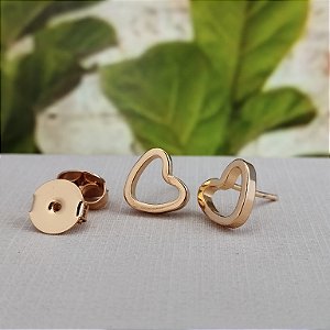 Brinco Coração Vazado Liso - Semijoia 18k -  BR797-360