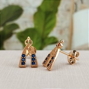 Brinco Nossa S. Aparecida Cravejado - Semijoia 18k - BR906-676