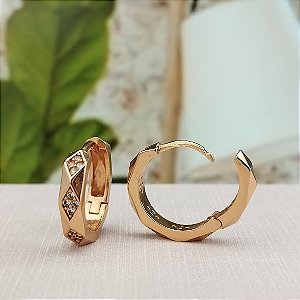 Argola Lisa C/ Losango Cravejado - Semijoia 18k - BR914-09116