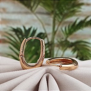 Argola Oval Abaulada - Semijoia 18k - BR980-796