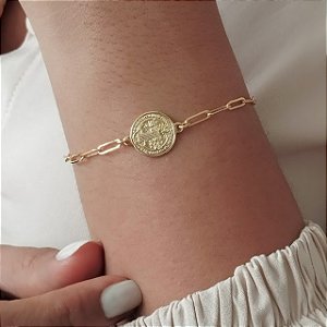 Pulseira São Bento C/ Elo Cartier - Semijoia 18k - MP810-09130
