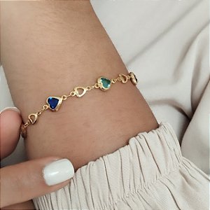 Pulseira Corações Color - Semijoia 18k - MP798-12140
