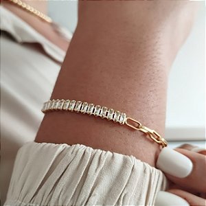 Pulseira Elo Cartier Cravejada Luxo - Semijoia 18k - MP846-18180