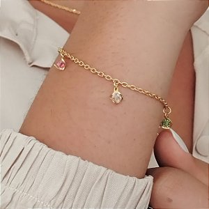 Pulseira Ponto de Luz Colors C/ Detalhe - Semijoia 18k - MP900-12130