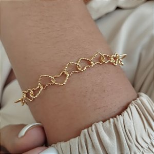 Pulseira Elo Coração Trabalhado -  Semijoia 18k - MP897-12138