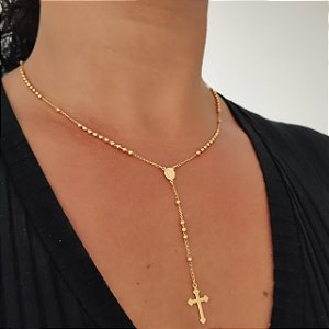Gargantilha Terço Nossa Sra. das Graças - Semijoia 18k - MG523-16190