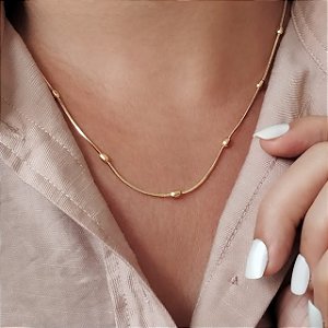 Gargantilha Bolinhas Cilindro - Semijoia 18k - MG471-19190