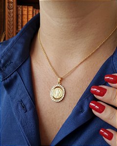 Gargantilha São Bento Com Zircônias - Semijoia 18k - MG521-20240