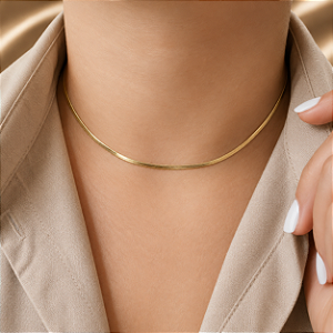 Gargantilha Choker Laminada - Semijoia 18k - MG504-10130